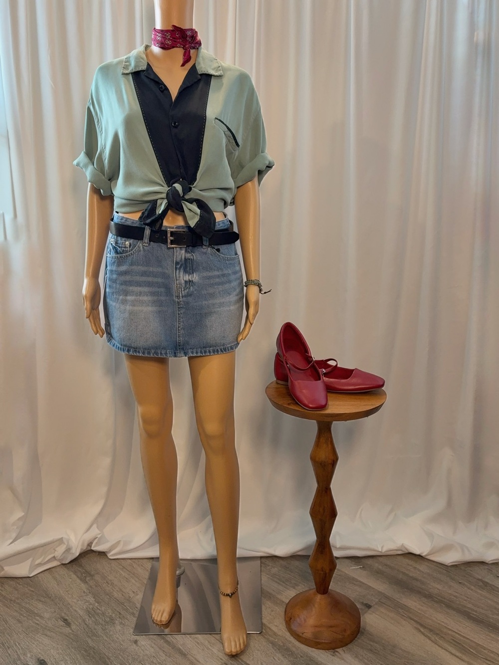 Nat Nast Silk Bowling Camp Shirt | Olive & Black Colorblock | Unisex Vintage | M